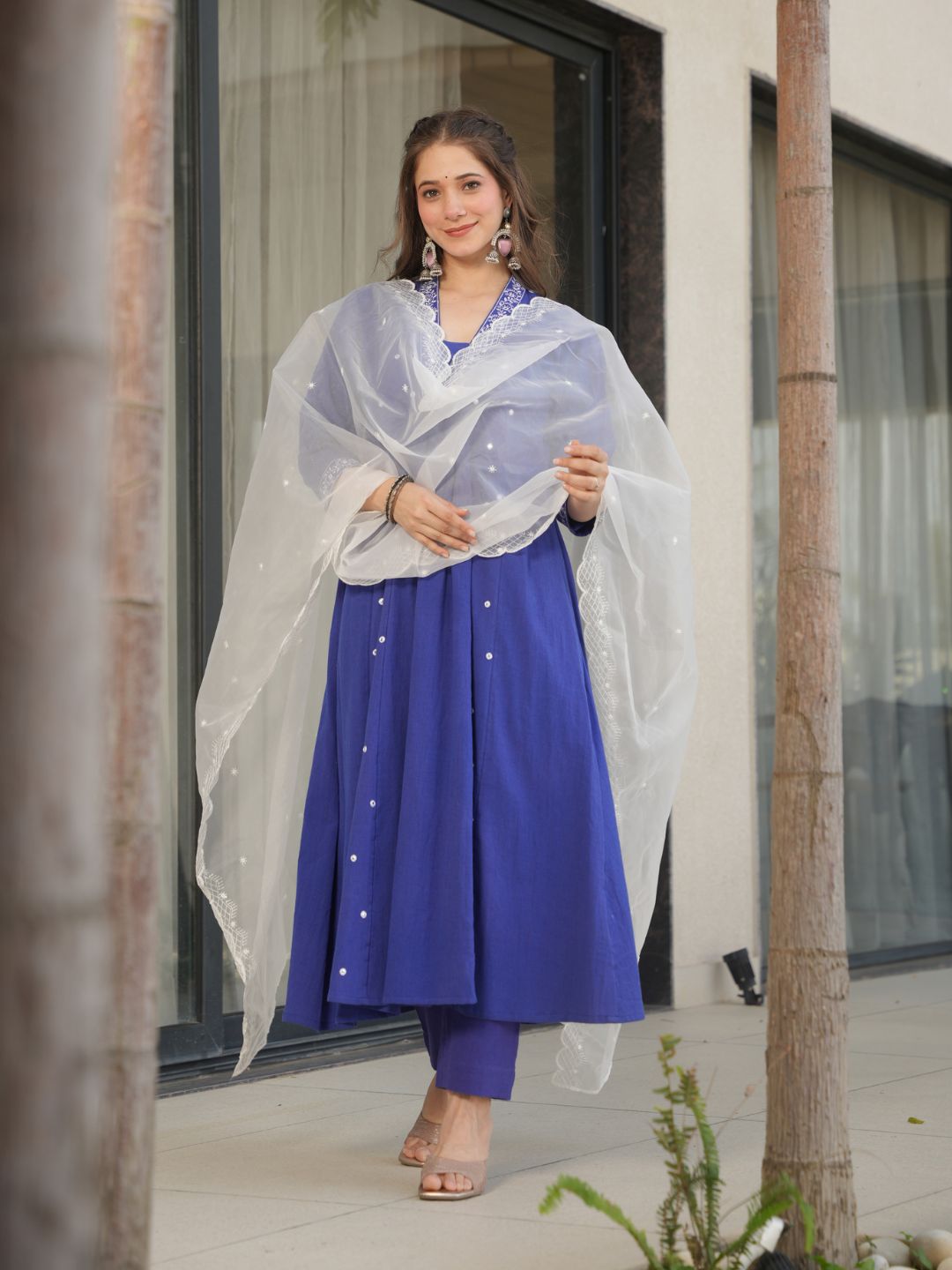 Azure Elegance Anarkali Kurta Set