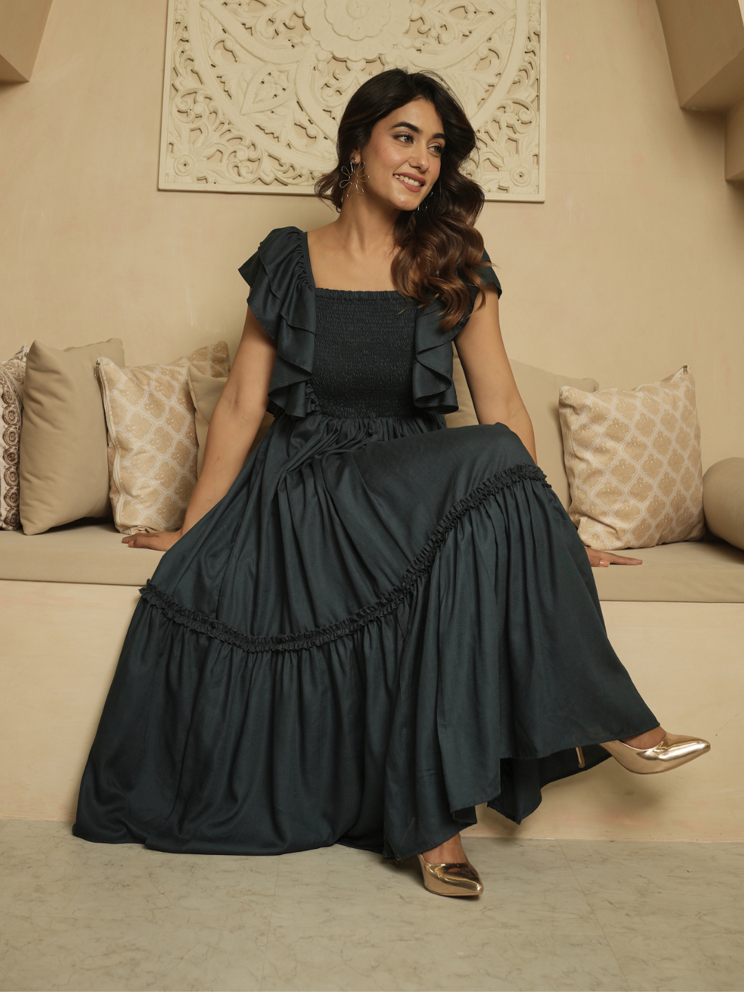 Whimsical Whirl Indigo Dress