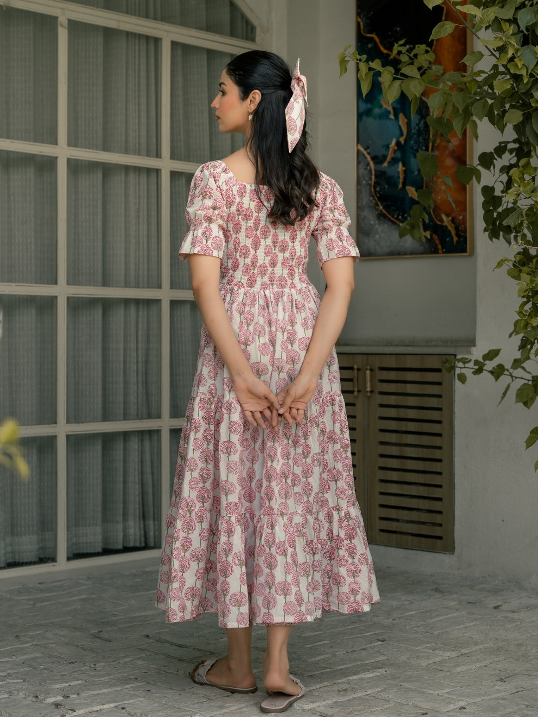 Rosy Petals Block Printed Dress