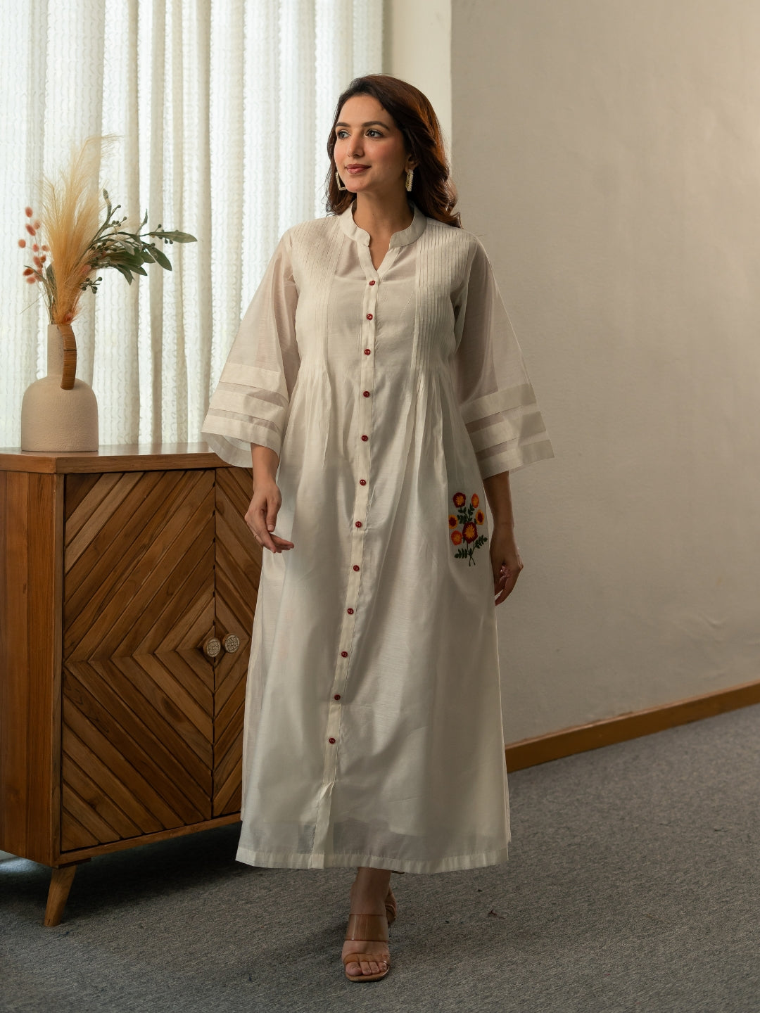 Chanderi Dress with Embroidery