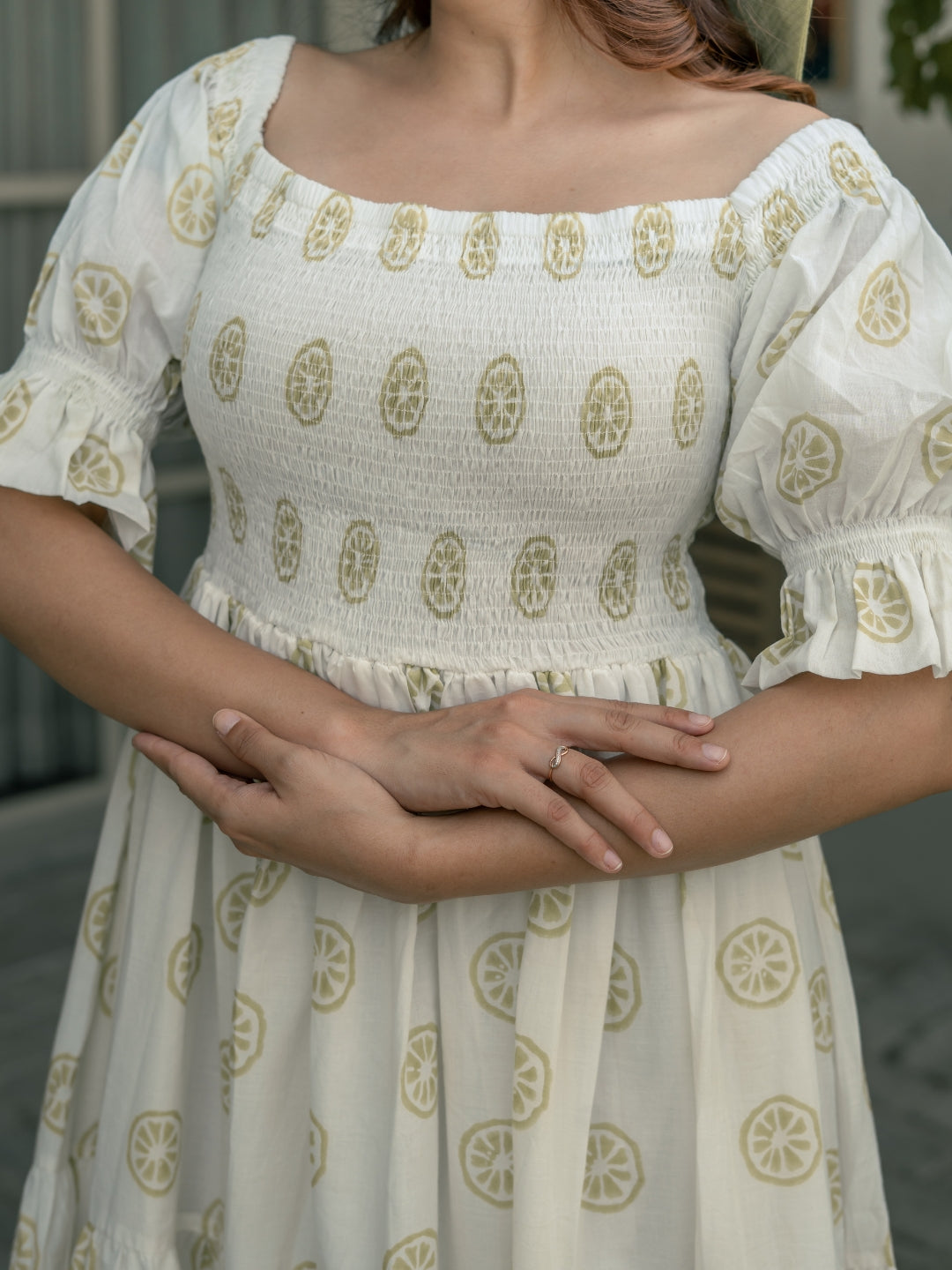 Lemon Sorbet Block Printed Dress