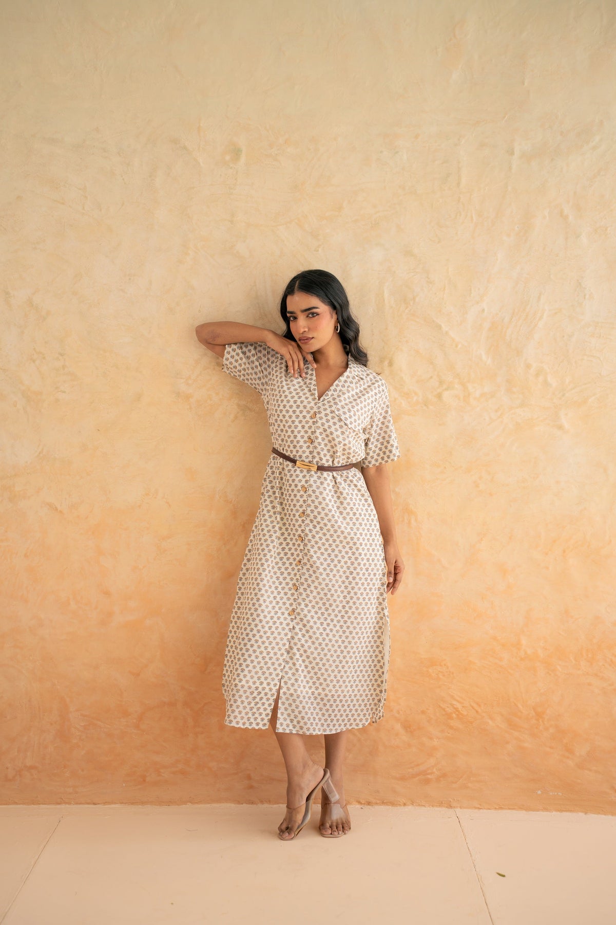 FLOWER BUTA SHIRT DRESS