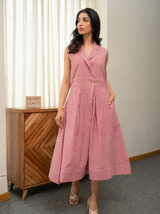 Red Check Cotton dress