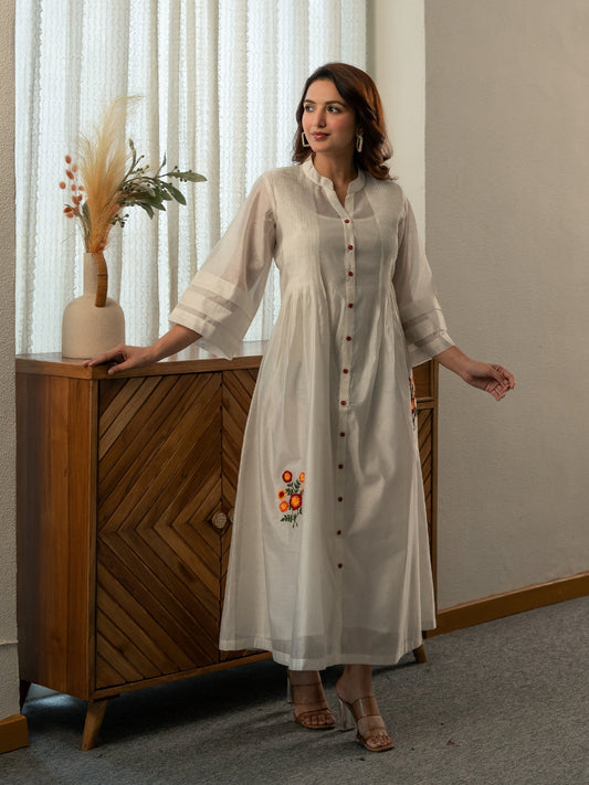 Chanderi Dress with Embroidery