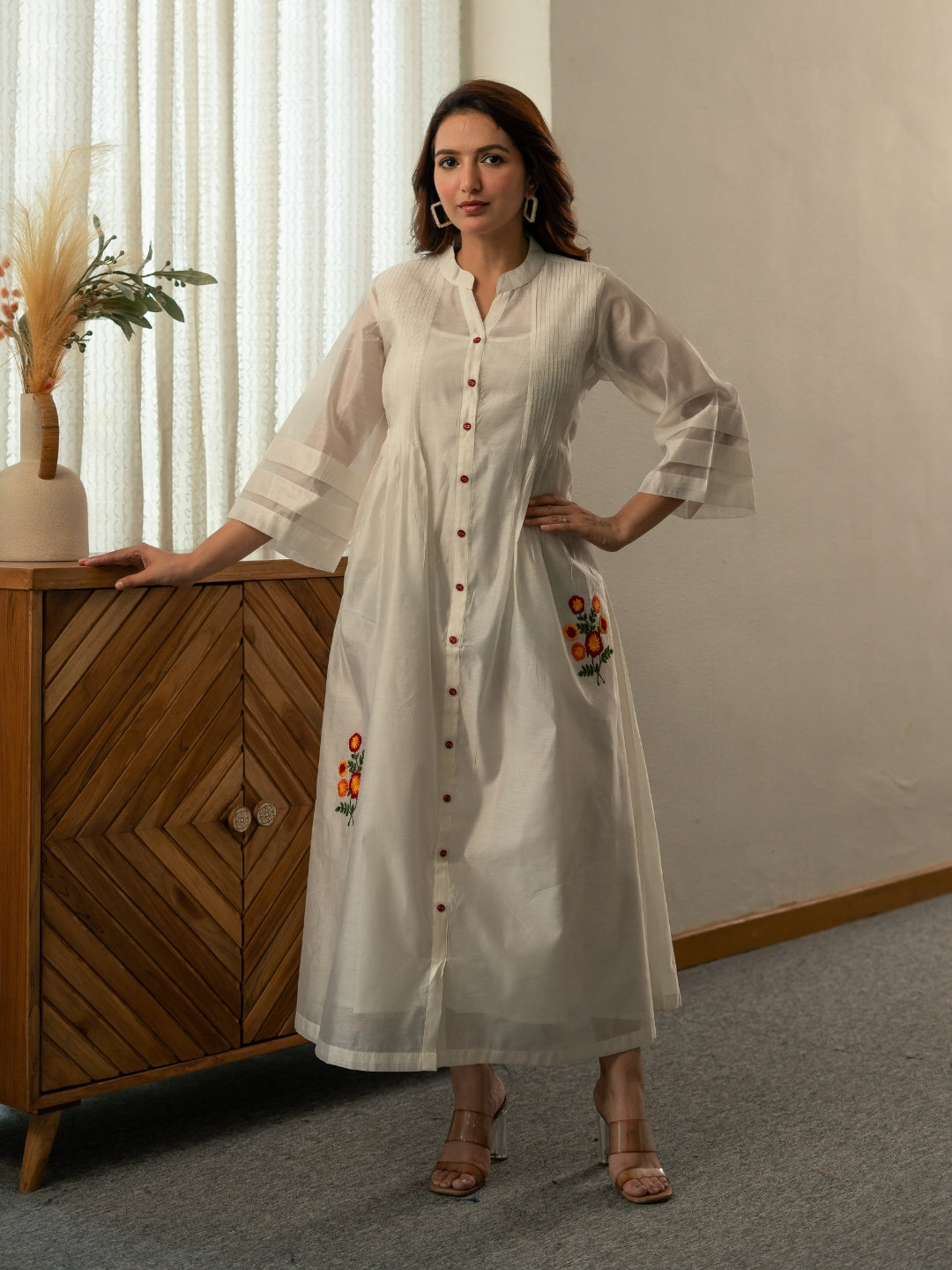Chanderi Dress with Embroidery
