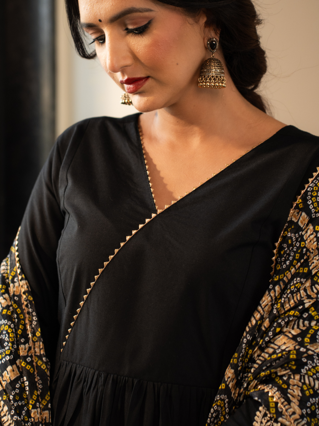 Black Rayon Suit with Pittan Work