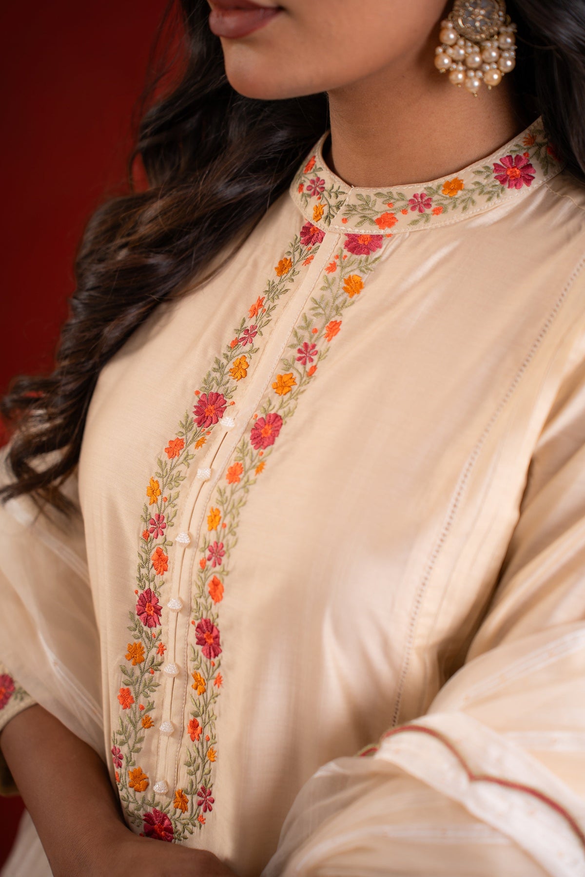 SHAHI BEJ WITH EMBRIODERY KURTA SET